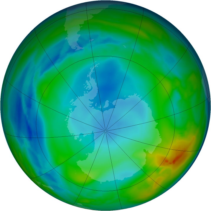 Antarctic ozone map for 17 June 2007